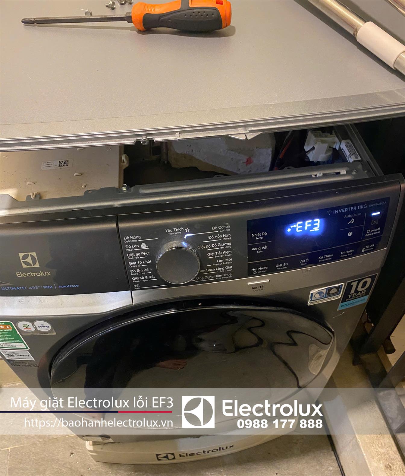 Lỗi EF3 máy giặt Electrolux